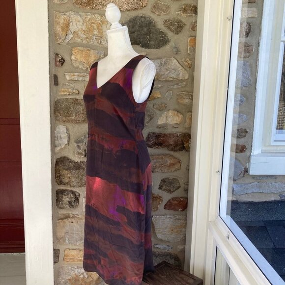 NWT Aritzia Babaton Corey Silk Midi Dress Cabernet Multi Womens 4 $178 - Picture 6 of 12